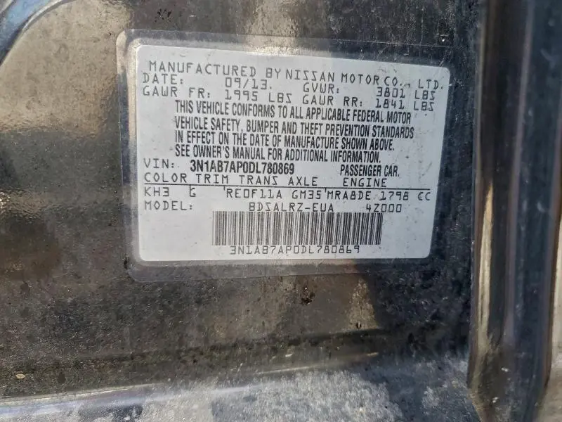 2013 NISSAN SENTRA S  