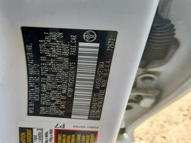 2012 TOYOTA CAMRY SE  