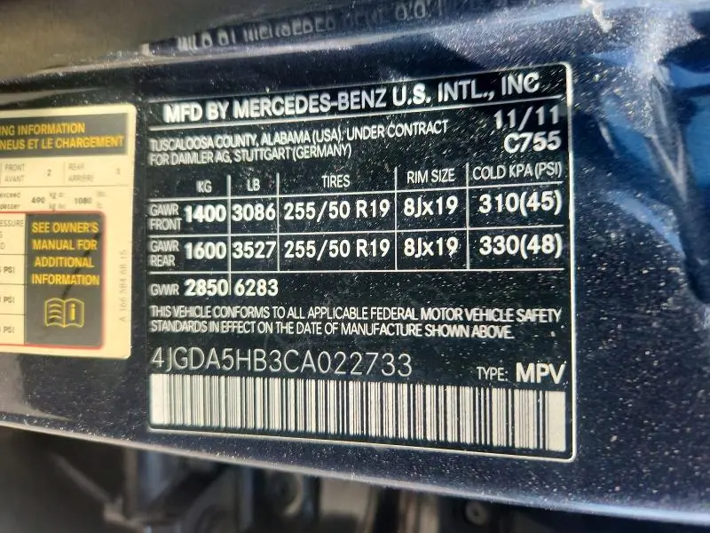 2012 MERCEDES-BENZ ML 350 4MATIC  