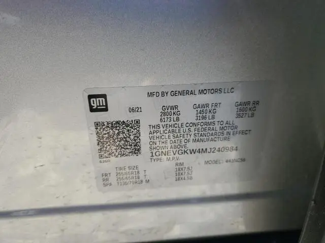 2021 CHEVROLET TRAVERSE LT