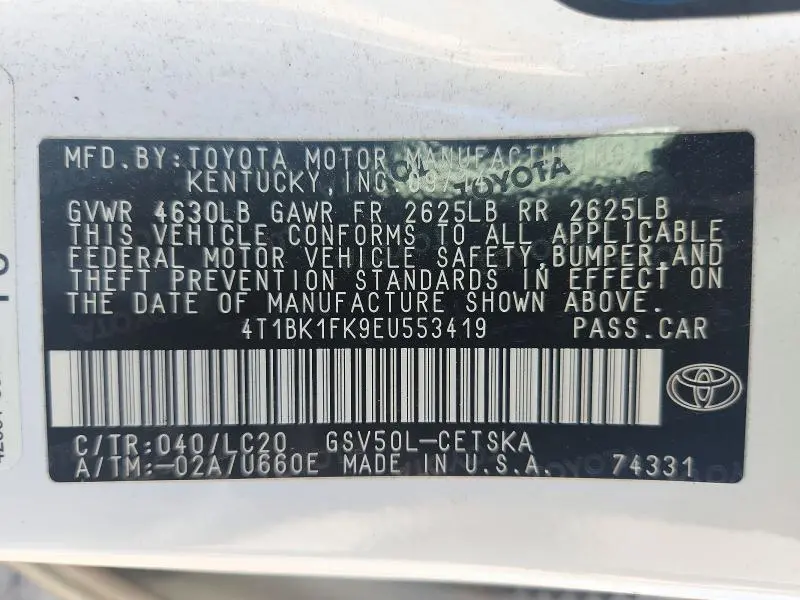 2014 TOYOTA CAMRY SE V6  