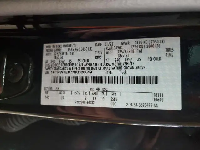 2022 FORD F150 SUPERCREW  