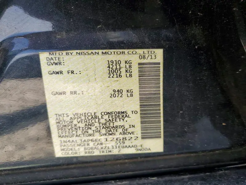 2014 NISSAN ALTIMA 2.5 SL  