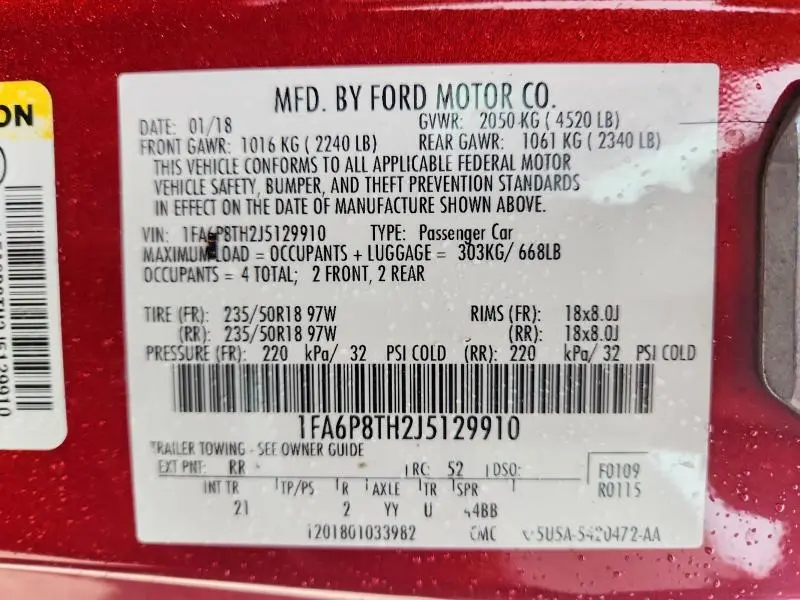 2018 FORD MUSTANG   