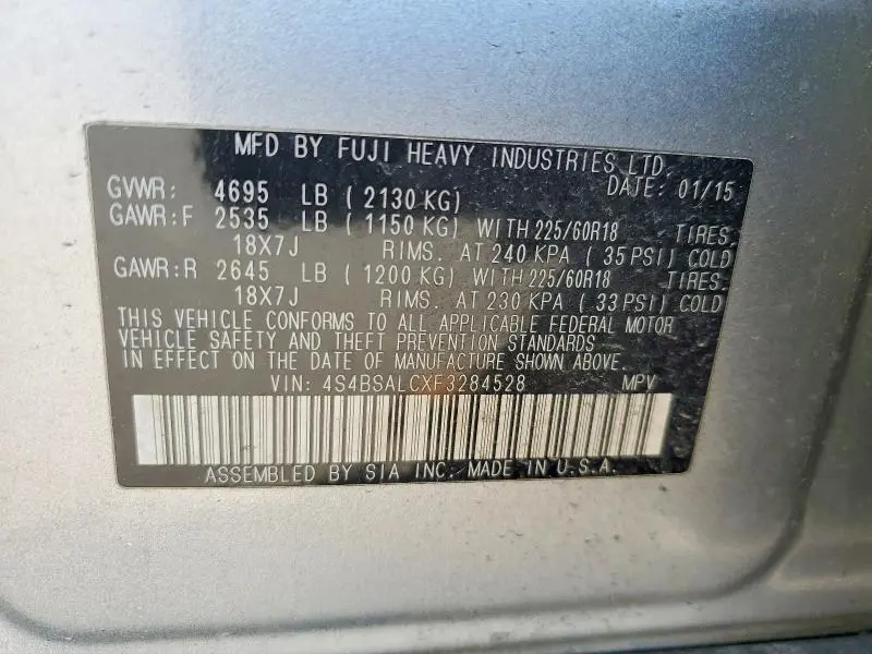 2015 SUBARU OUTBACK 2.5I LIMITED  