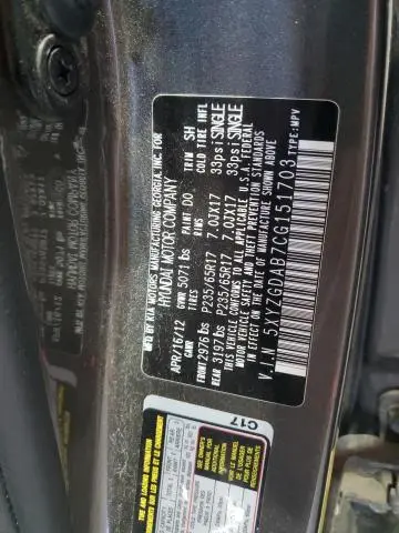 2012 HYUNDAI SANTA FE GLS  
