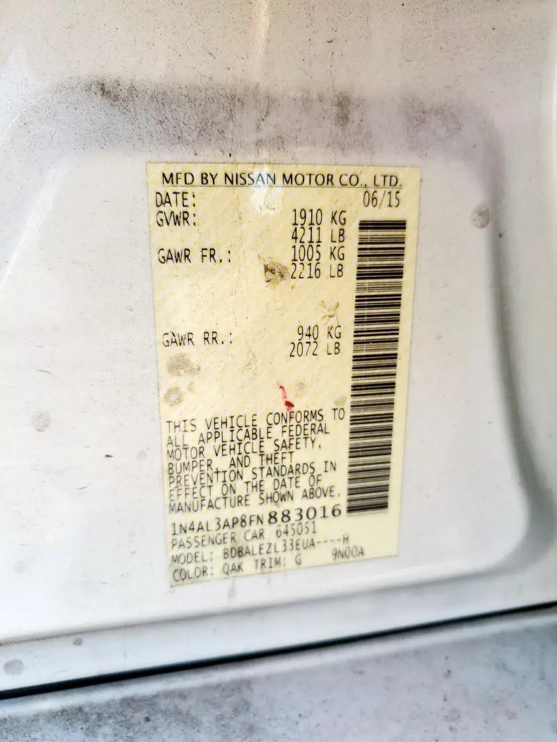 2015 NISSAN ALTIMA 2.5  