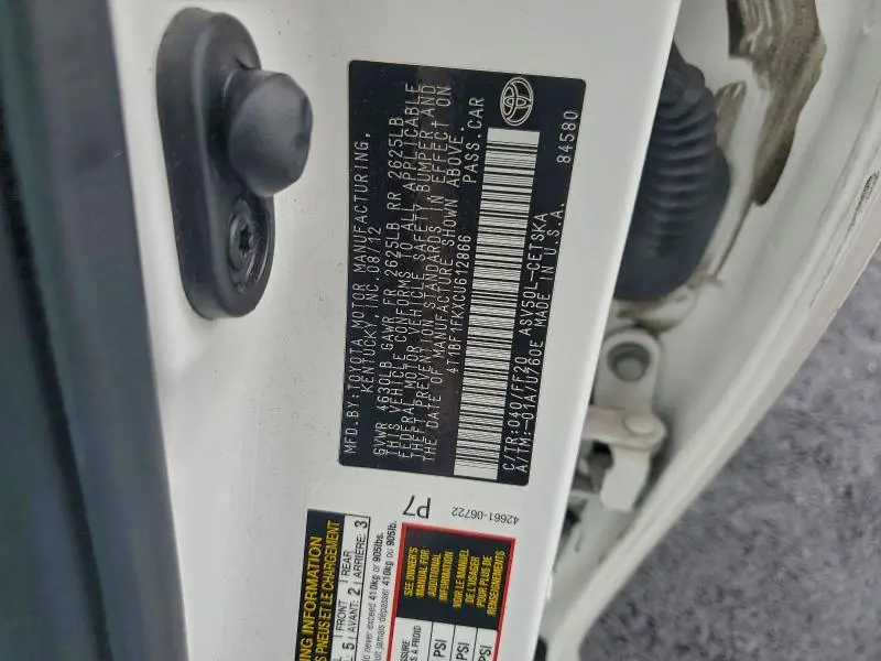 2012 TOYOTA CAMRY BASE  