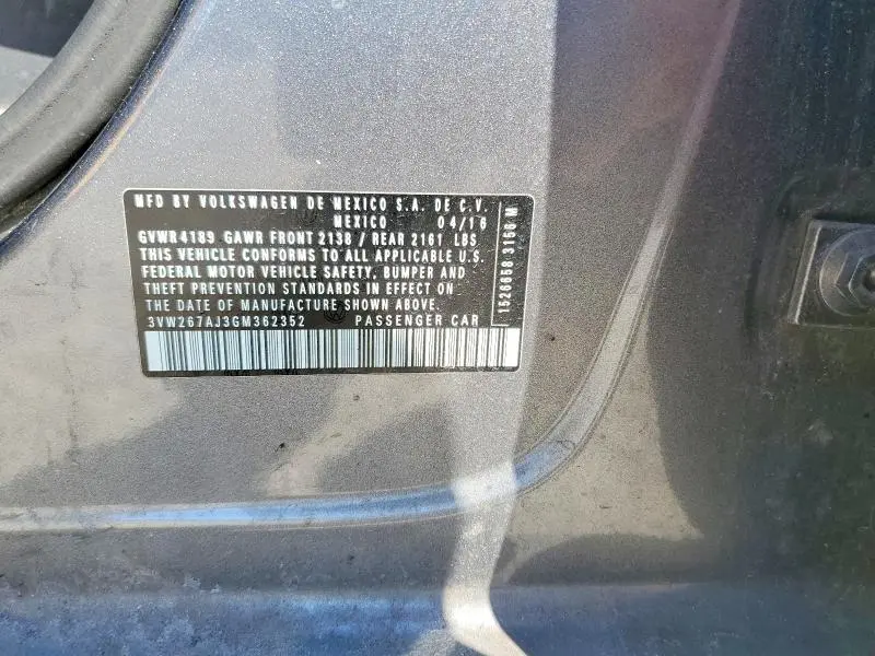 2016 VOLKSWAGEN JETTA S  