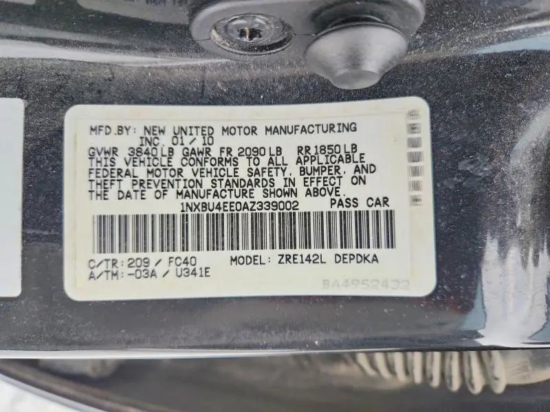 2010 TOYOTA COROLLA BASE  