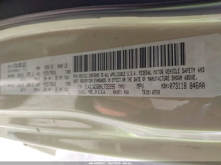 2017 JEEP WRANGLER UNLIMITED SPORT 4X4