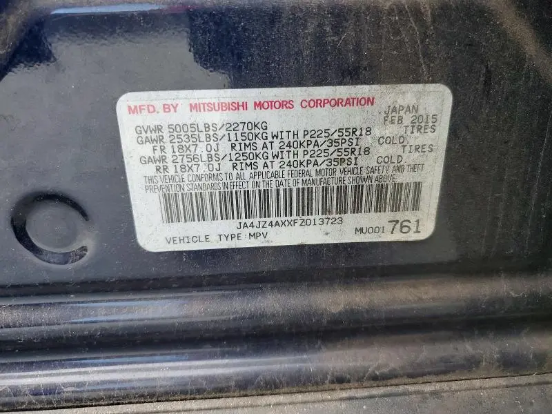2015 MITSUBISHI OUTLANDER GT  