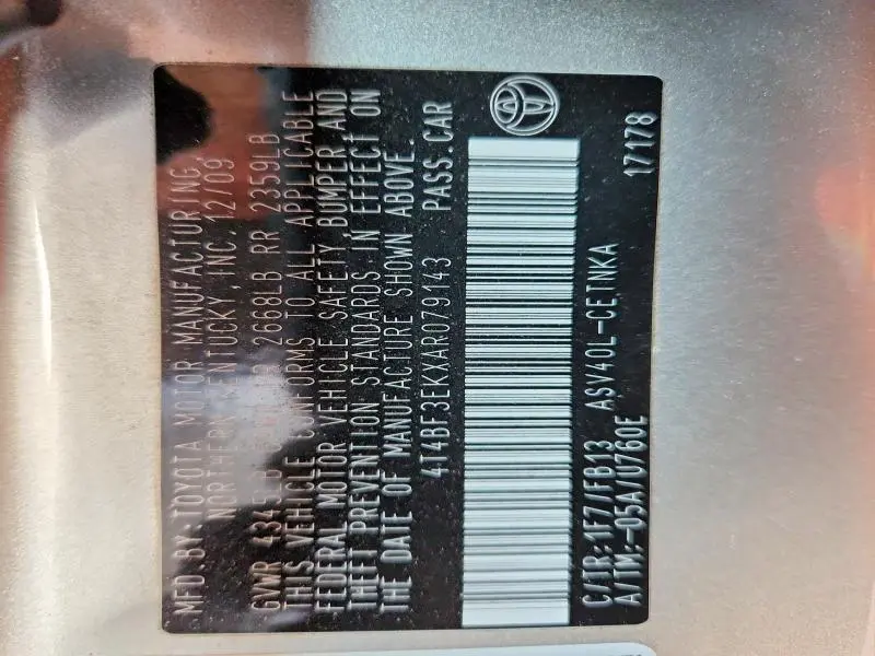 2010 TOYOTA CAMRY LE  