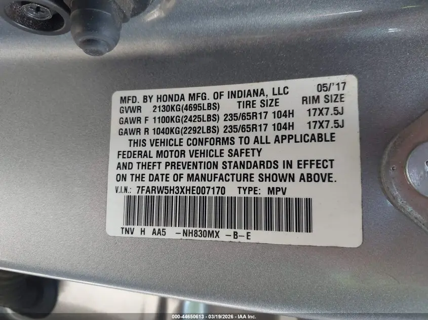 2017 HONDA CR-V LX