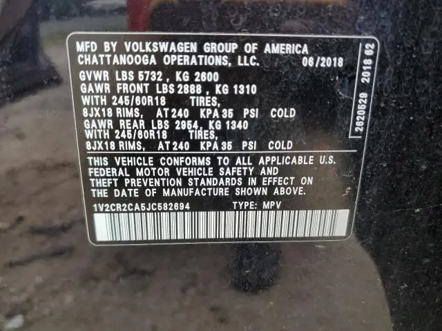 2018 VOLKSWAGEN ATLAS SE  