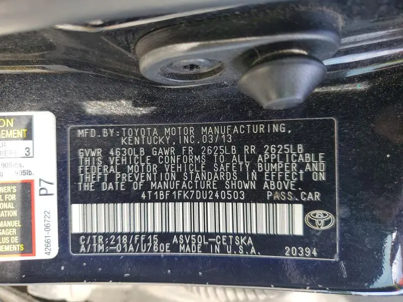 2013 TOYOTA CAMRY SE  