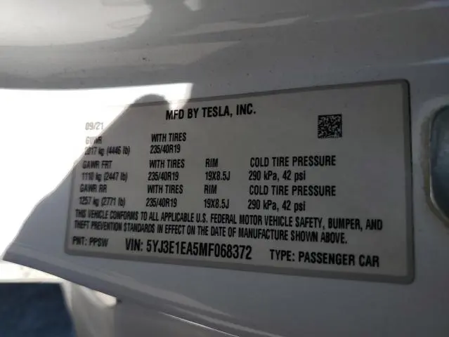 2021 TESLA MODEL 3