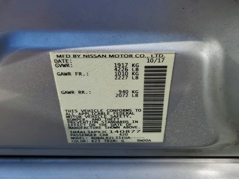 2018 NISSAN ALTIMA 2.5 SL  