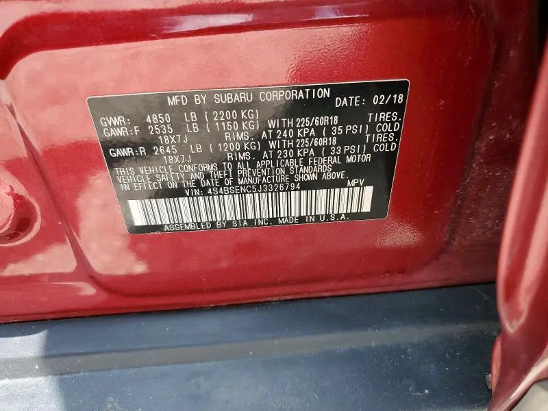 2018 SUBARU OUTBACK 3.6R LIMITED  