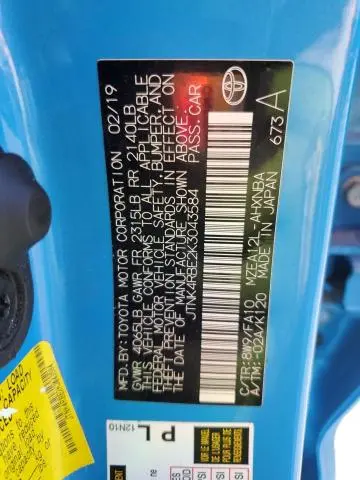 2019 TOYOTA COROLLA SE  