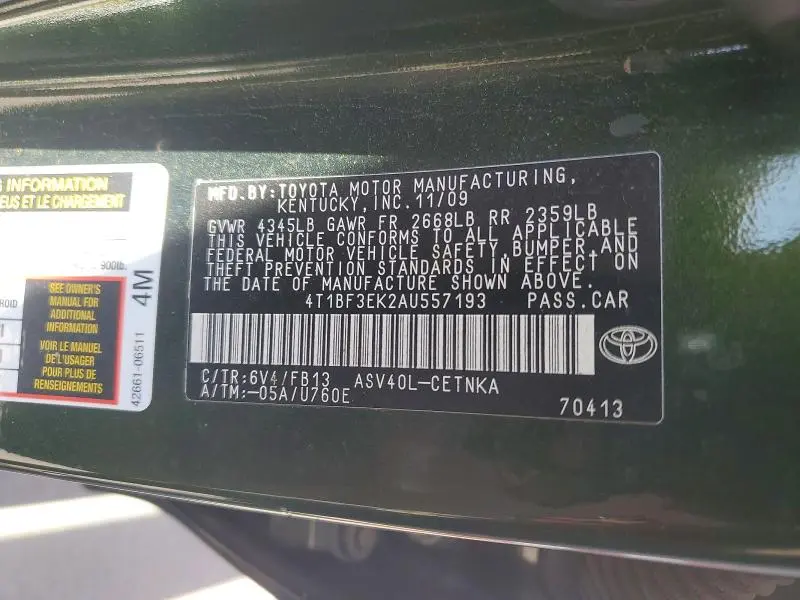 2010 TOYOTA CAMRY LE  
