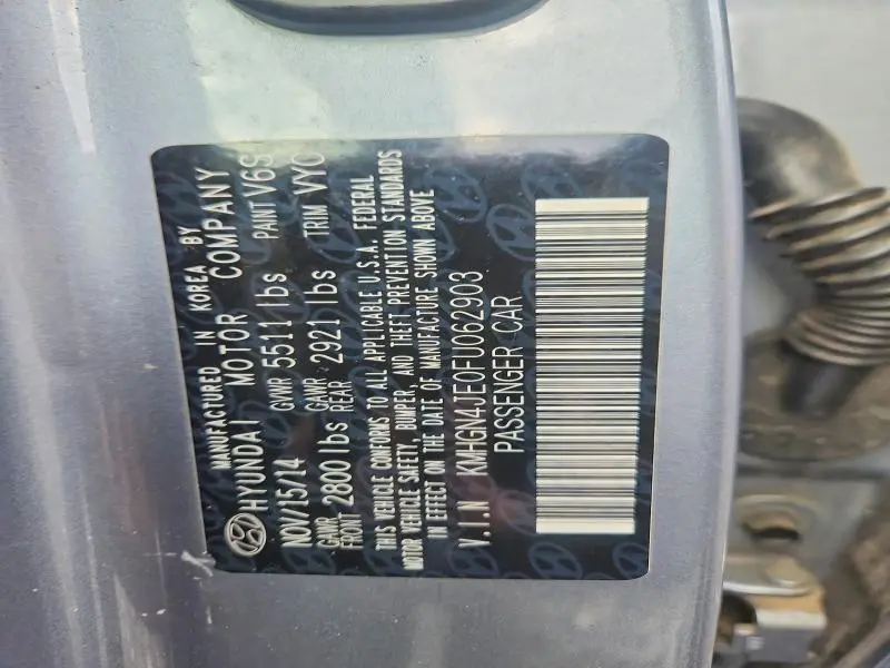 2015 HYUNDAI GENESIS 3.8L  