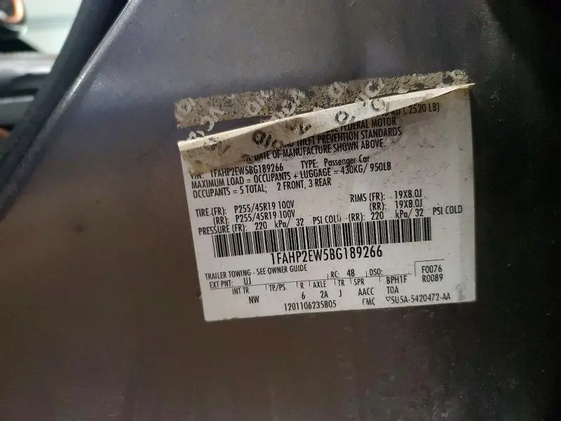 2011 FORD TAURUS SEL  