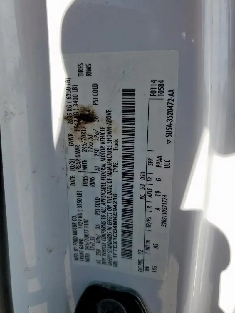 2021 FORD F150 SUPER CAB  