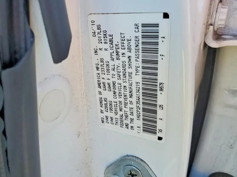 2010 HONDA ACCORD LX  