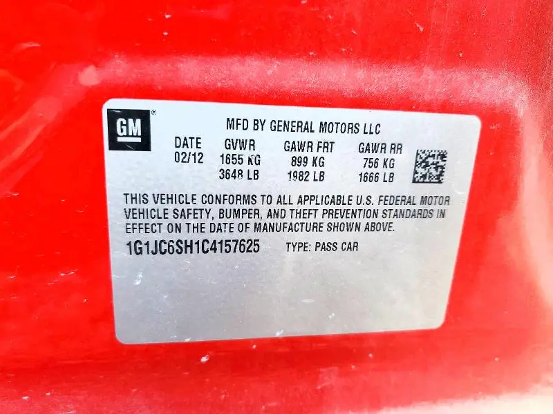 2012 CHEVROLET SONIC LT  