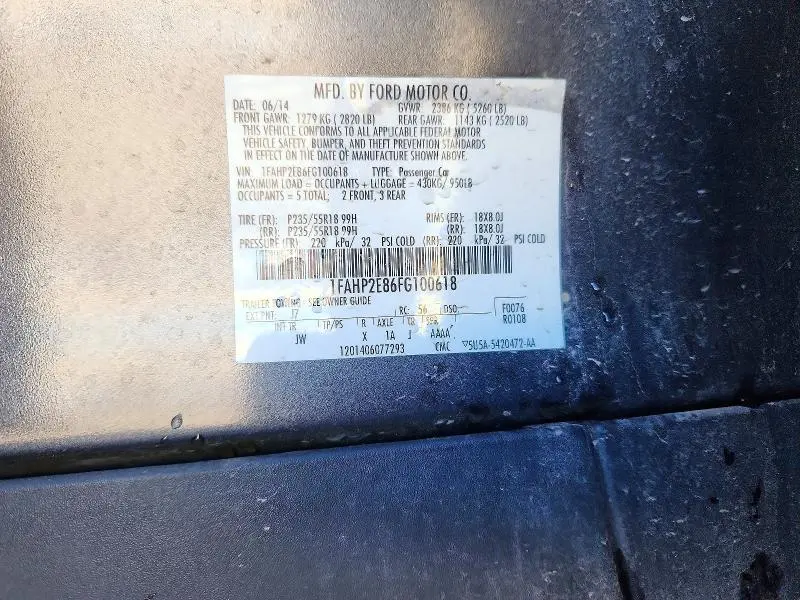 2015 FORD TAURUS SEL  