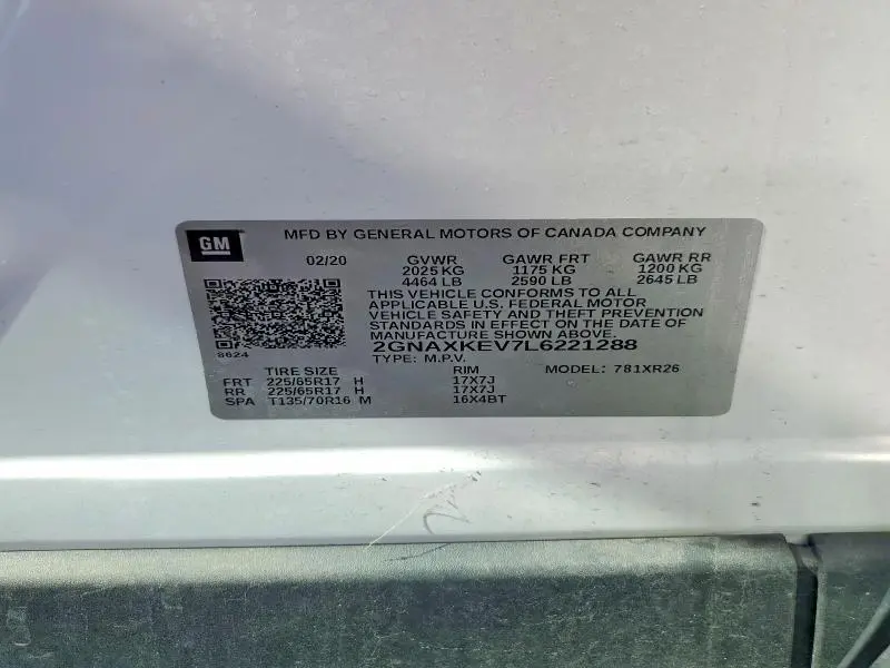 2020 CHEVROLET EQUINOX LT  
