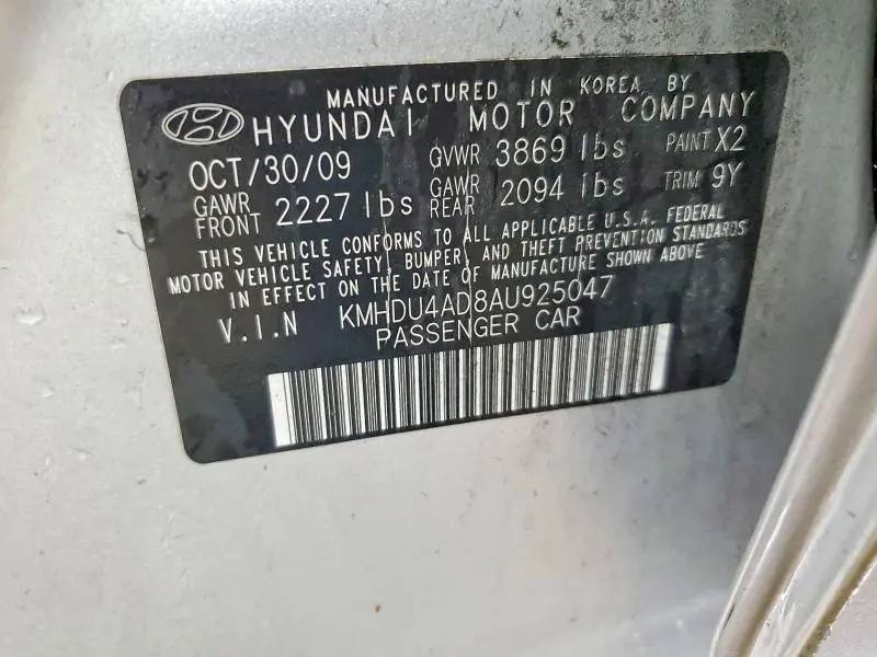 2010 HYUNDAI ELANTRA BLUE  