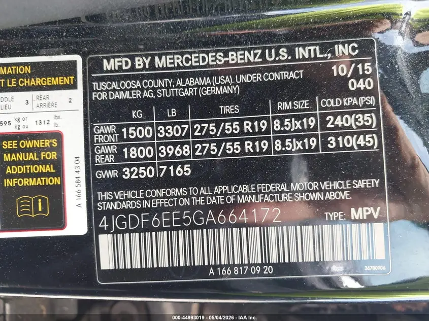 2016 MERCEDES-BENZ GL 450 4MATIC