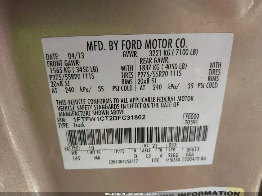 2013 FORD F-150 XLT