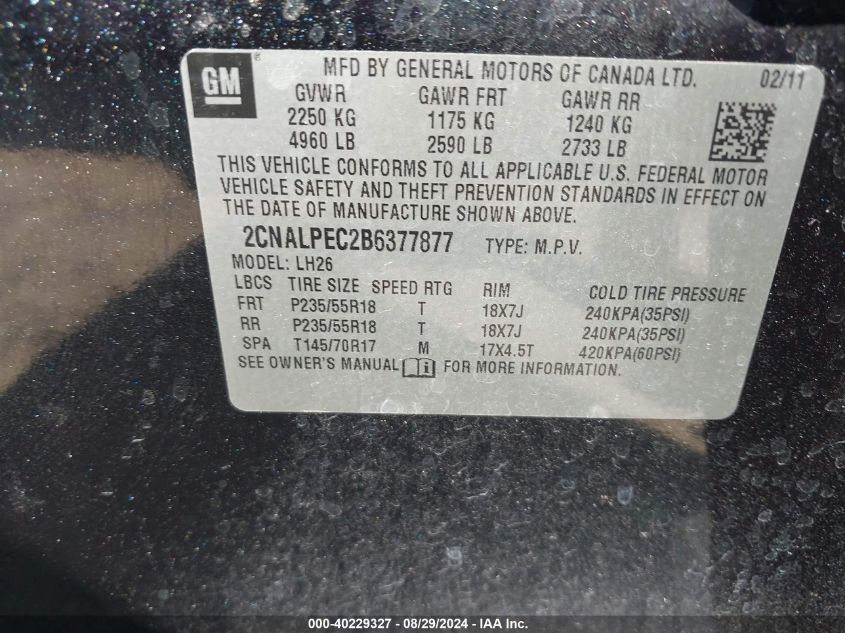 2011 CHEVROLET EQUINOX 2LT