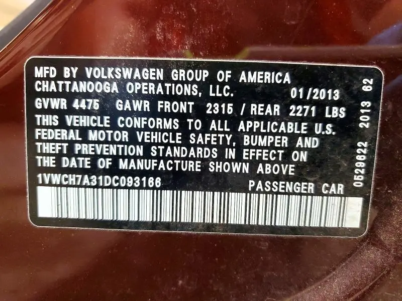 2013 VOLKSWAGEN PASSAT SEL  