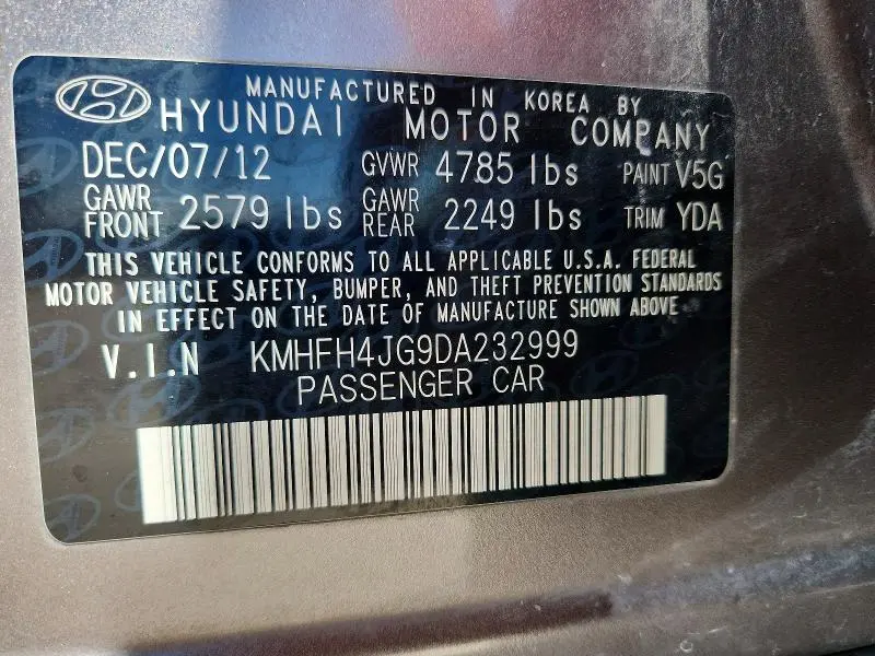 2013 HYUNDAI AZERA BASE  