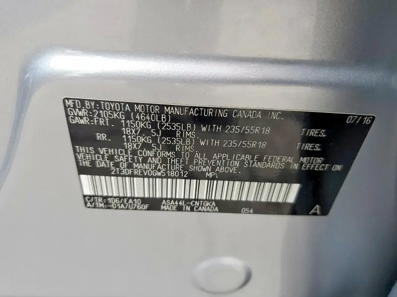 2016 TOYOTA RAV4 LIMITED  