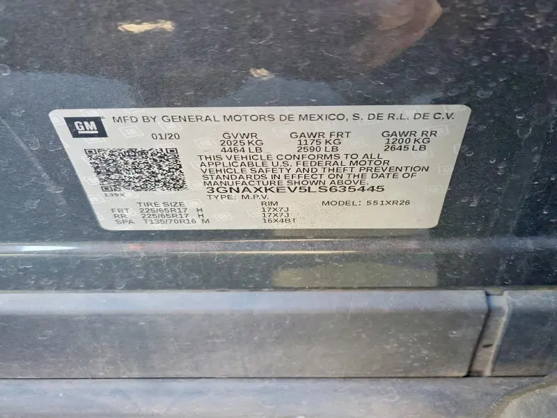 2020 CHEVROLET EQUINOX LT  