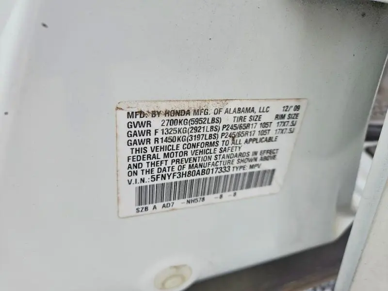 2010 HONDA PILOT TOURING  