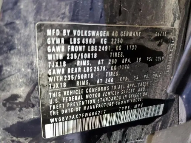 2015 VOLKSWAGEN TIGUAN S  