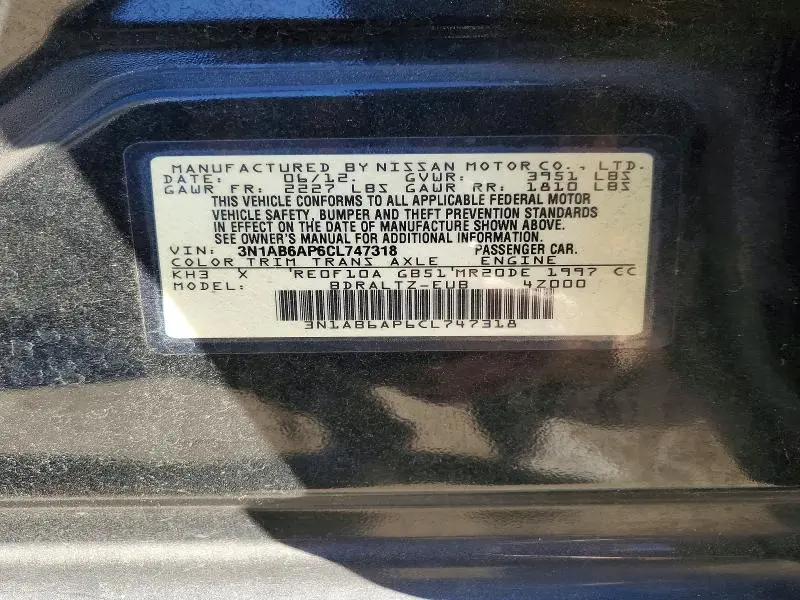 2012 NISSAN SENTRA 2.0  