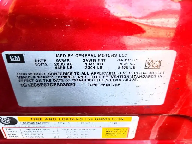 2012 CHEVROLET MALIBU 1LT  