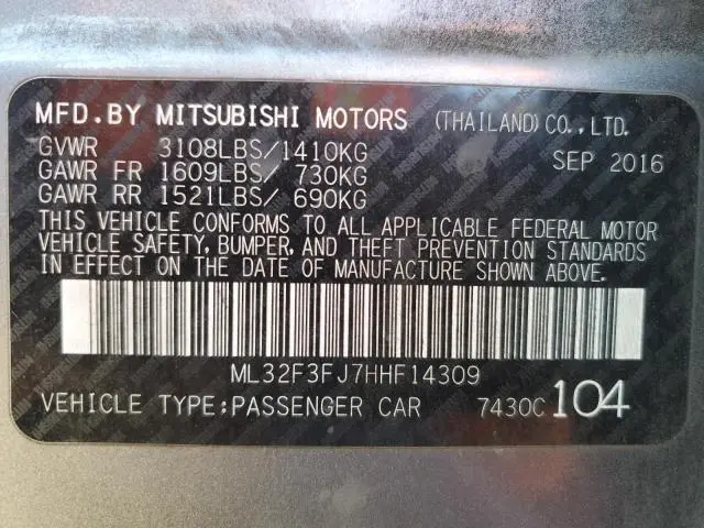 2017 MITSUBISHI MIRAGE G4 ES