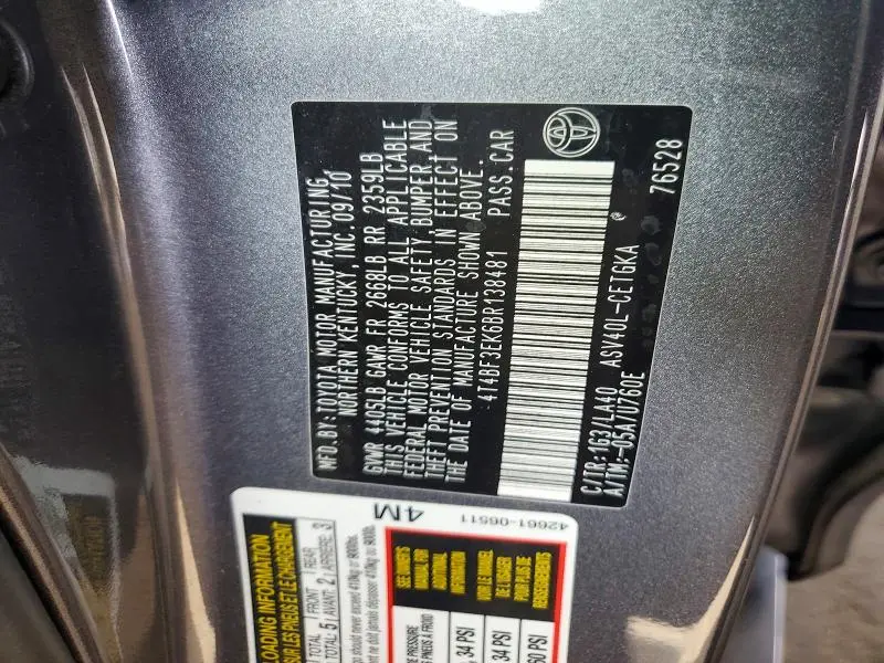 2011 TOYOTA CAMRY XLE  