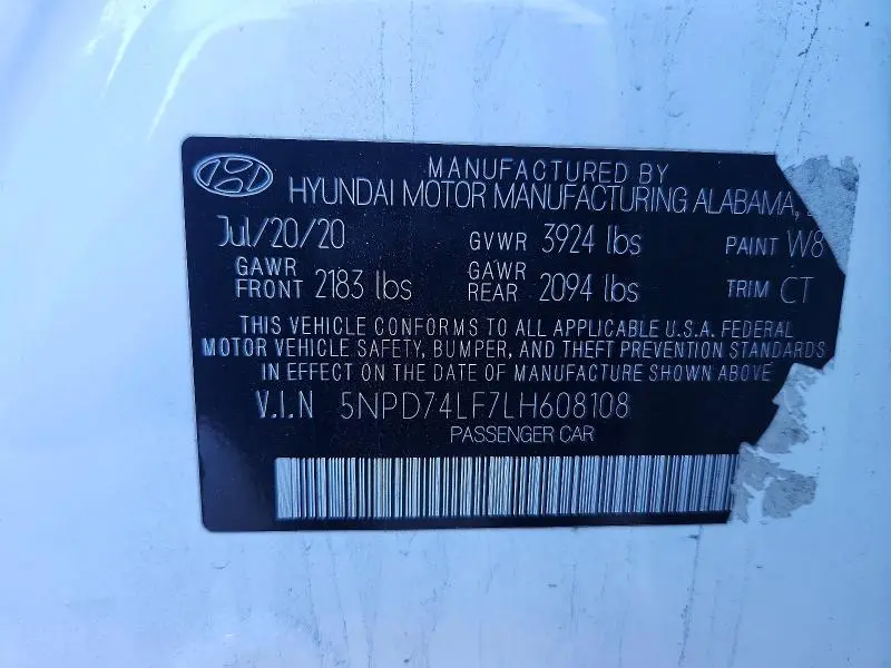 2020 HYUNDAI ELANTRA SE  