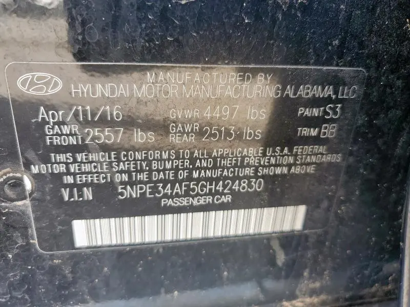 2016 HYUNDAI SONATA SPORT  