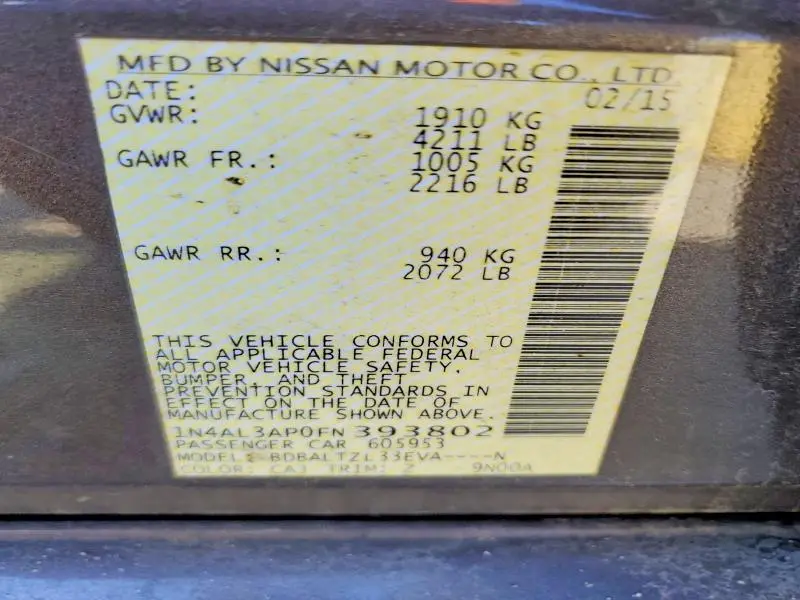 2015 NISSAN ALTIMA 2.5 SL  