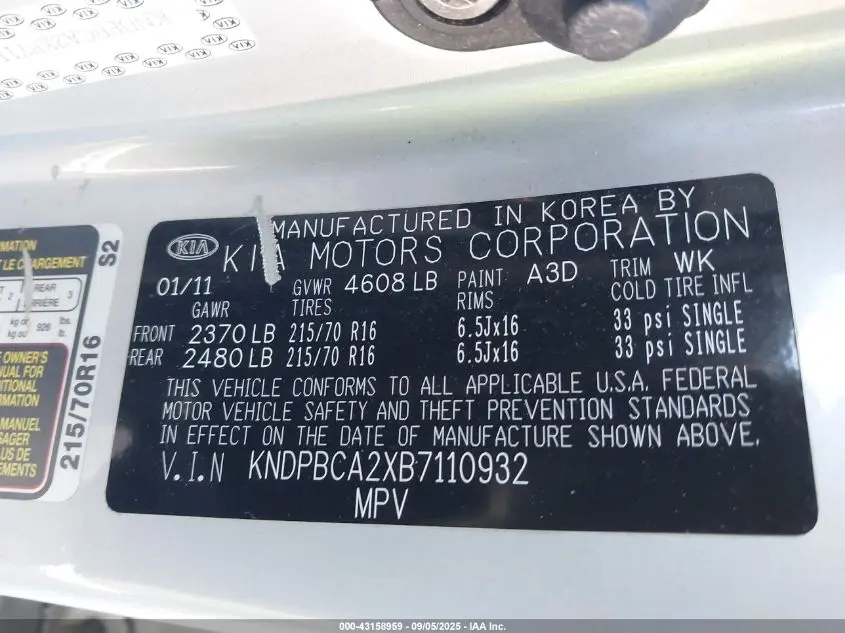 2011 KIA SPORTAGE LX